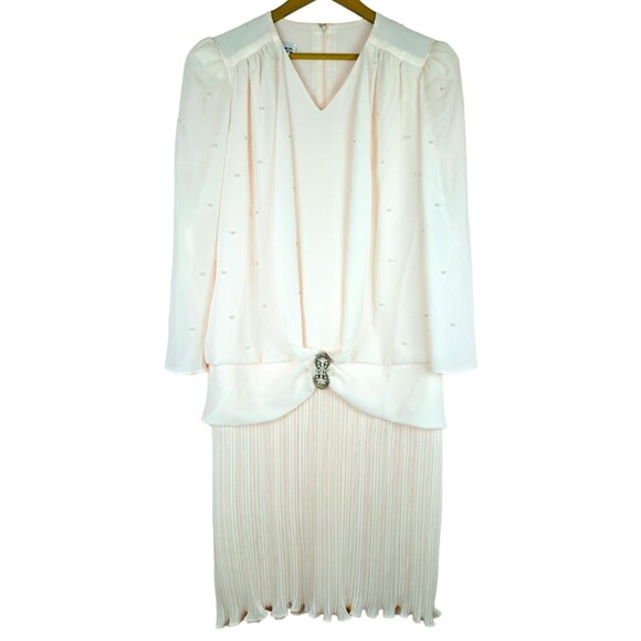 Cleopatra Dresses & Skirts - Vintage Patra Beautiful Dress Beaded 20s Style Pleated Bottom Long Sleeve L/XL